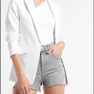 Express White Open Front Boyfriend Blazer